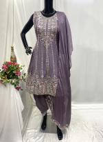 Chiffon Lilac Festival Wear Hand Work Afghani Pant Suit